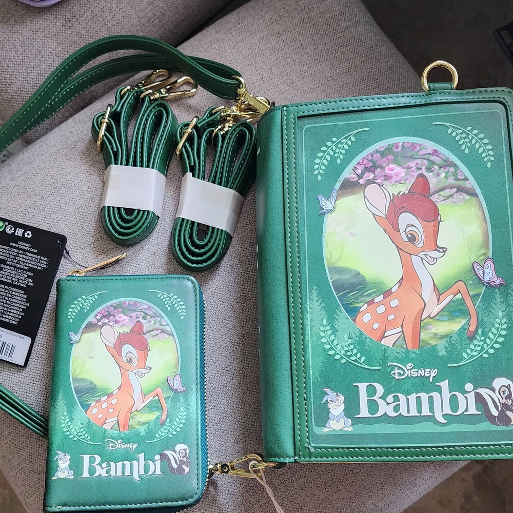 Disney Green Bambi Wallet and Bag Set